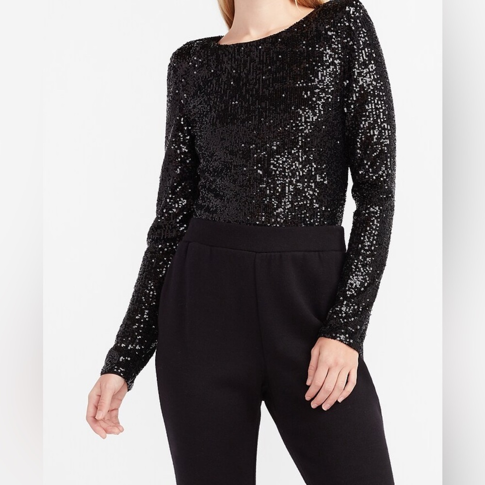 Express Sequin Thong Bodysuit
